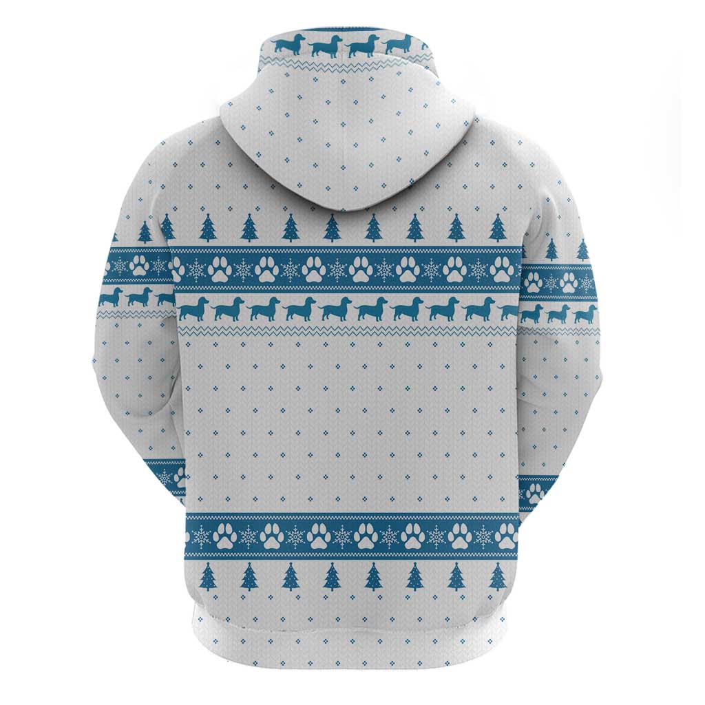 Dachshund Dog Tree Stack Hoodie with Blue White Paw Print Pattern Design - Wonder Print Shop