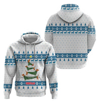 Dachshund Dog Tree Stack Hoodie with Blue White Paw Print Pattern Design - Wonder Print Shop
