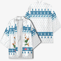Dachshund Dog Tree Stack Kimono with Blue White Paw Print Pattern Design - Wonder Print Shop