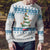 Dachshund Dog Tree Stack Ugly Christmas Sweater with Blue White Paw Print Pattern Design - Wonder Print Shop