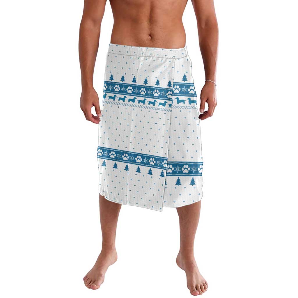 Dachshund Dog Tree Stack Lavalava with Blue White Paw Print Pattern Design - Wonder Print Shop