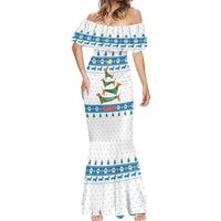 Dachshund Dog Tree Stack Mermaid Dress with Blue White Paw Print Pattern Design - Wonder Print Shop