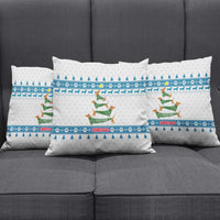 Dachshund Dog Tree Stack Pillow Cover with Blue White Paw Print Pattern Design - Wonder Print Shop