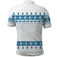 Dachshund Dog Tree Stack Polo Shirt with Blue White Paw Print Pattern Design - Wonder Print Shop