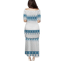 Dachshund Dog Tree Stack Puletasi with Blue White Paw Print Pattern Design - Wonder Print Shop