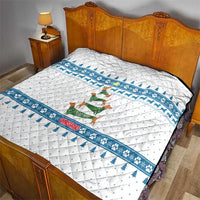 Dachshund Dog Tree Stack Quilt with Blue White Paw Print Pattern Design - Wonder Print Shop