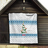 Dachshund Dog Tree Stack Quilt with Blue White Paw Print Pattern Design - Wonder Print Shop