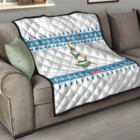 Dachshund Dog Tree Stack Quilt with Blue White Paw Print Pattern Design - Wonder Print Shop