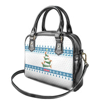 Dachshund Dog Tree Stack Shoulder Handbag with Blue White Paw Print Pattern Design - Wonder Print Shop
