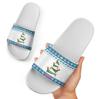 Dachshund Dog Tree Stack Slide Sandals with Blue White Paw Print Pattern Design - Wonder Print Shop