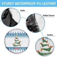 Dachshund Dog Tree Stack Spare Tire Cover with Blue White Paw Print Pattern Design - Wonder Print Shop