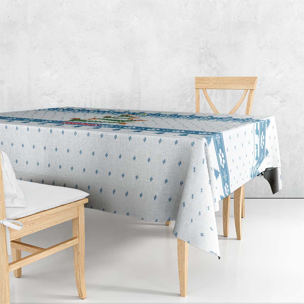 Dachshund Dog Tree Stack Tablecloth with Blue White Paw Print Pattern Design - Wonder Print Shop