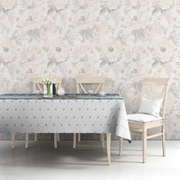 Dachshund Dog Tree Stack Tablecloth with Blue White Paw Print Pattern Design - Wonder Print Shop