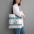 Dachshund Dog Tree Stack Tote Bag with Blue White Paw Print Pattern Design - Wonder Print Shop