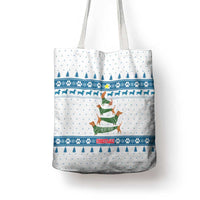 Dachshund Dog Tree Stack Tote Bag with Blue White Paw Print Pattern Design - Wonder Print Shop