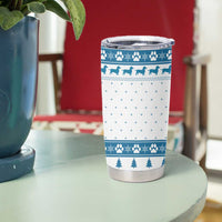 Dachshund Dog Tree Stack Tumbler Cup with Blue White Paw Print Pattern Design - Wonder Print Shop