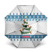 Dachshund Dog Tree Stack Umbrella with Blue White Paw Print Pattern Design - Wonder Print Shop