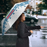 Dachshund Dog Tree Stack Umbrella with Blue White Paw Print Pattern Design - Wonder Print Shop