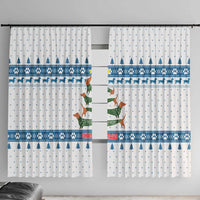 Dachshund Dog Tree Stack Window Curtain with Blue White Paw Print Pattern Design - Wonder Print Shop