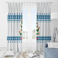 Dachshund Dog Tree Stack Window Curtain with Blue White Paw Print Pattern Design - Wonder Print Shop