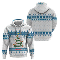 Dachshund Dog Tree Stack Zip Hoodie with Blue White Paw Print Pattern Design - Wonder Print Shop