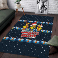 Funny Duck Characters Christmas Quacker Quote Area Rug with Navy Tree Pattern Design - Wonder Print Shop