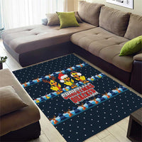 Funny Duck Characters Christmas Quacker Quote Area Rug with Navy Tree Pattern Design - Wonder Print Shop
