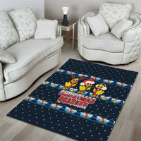 Funny Duck Characters Christmas Quacker Quote Area Rug with Navy Tree Pattern Design - Wonder Print Shop
