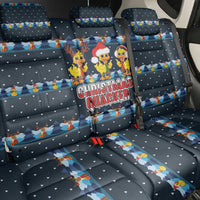 Funny Duck Characters Christmas Quacker Quote Back Car Seat Cover with Navy Tree Pattern Design - Wonder Print Shop