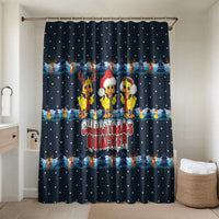 Funny Duck Characters Christmas Quacker Quote Bathroom Set with Navy Tree Pattern Design - Wonder Print Shop