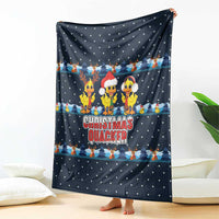 Funny Duck Characters Christmas Quacker Quote Blanket with Navy Tree Pattern Design - Wonder Print Shop