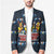 Funny Duck Characters Christmas Quacker Quote Blazer with Navy Tree Pattern Design - Wonder Print Shop