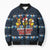 Funny Duck Characters Christmas Quacker Quote Bomber Puffer Jacket with Navy Tree Pattern Design - Wonder Print Shop