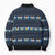 Funny Duck Characters Christmas Quacker Quote Bomber Puffer Jacket with Navy Tree Pattern Design - Wonder Print Shop