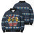 Funny Duck Characters Christmas Quacker Quote Bomber Puffer Jacket with Navy Tree Pattern Design - Wonder Print Shop
