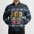 Funny Duck Characters Christmas Quacker Quote Bomber Puffer Jacket with Navy Tree Pattern Design - Wonder Print Shop