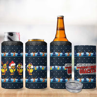 Funny Duck Characters Christmas Quacker Quote 4 in 1 Can Cooler Tumbler with Navy Tree Pattern Design - Wonder Print Shop