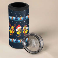 Funny Duck Characters Christmas Quacker Quote 4 in 1 Can Cooler Tumbler with Navy Tree Pattern Design - Wonder Print Shop