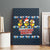 Funny Duck Characters Christmas Quacker Quote Canvas Wall Art with Navy Tree Pattern Design - Wonder Print Shop