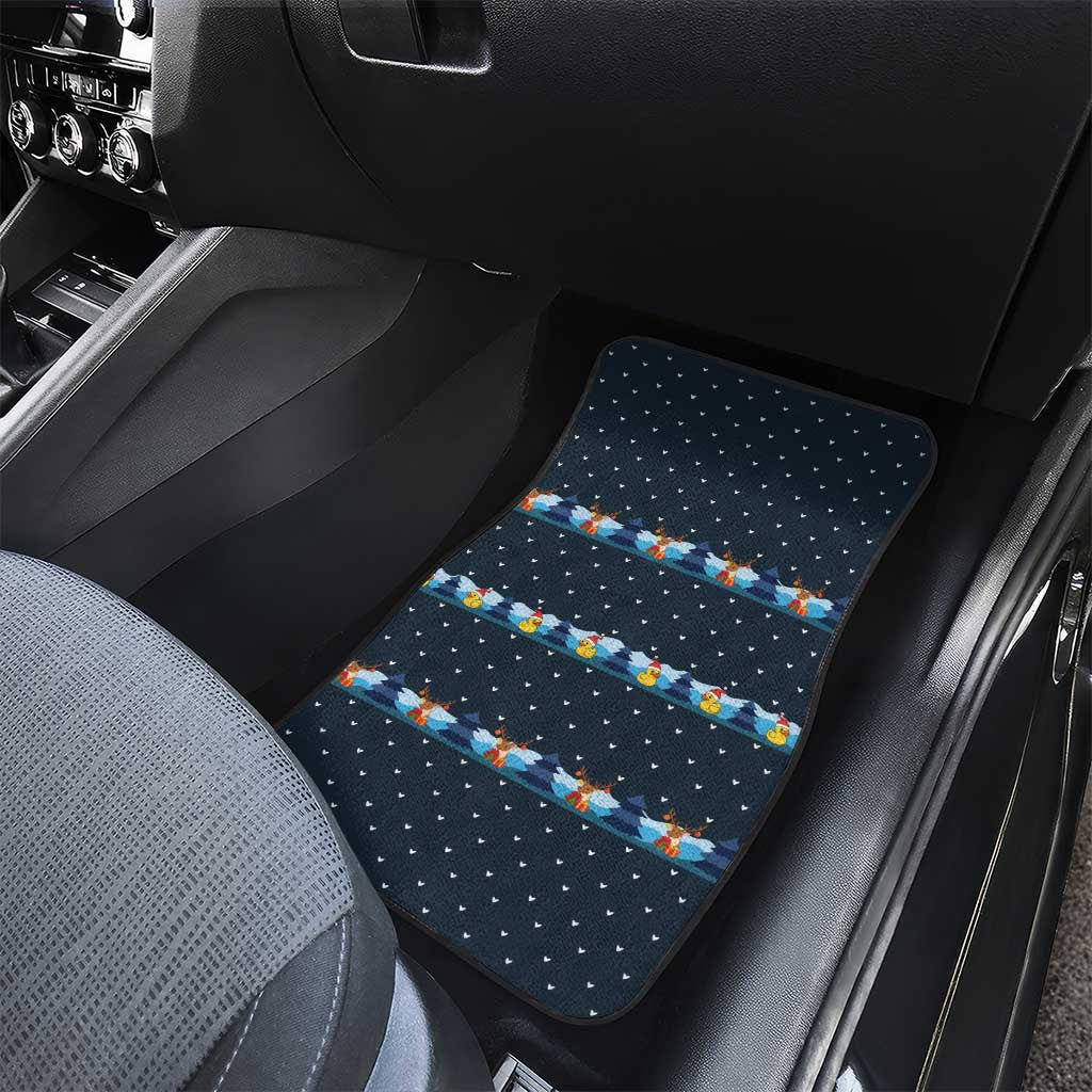 Funny Duck Characters Christmas Quacker Quote Car Mats with Navy Tree Pattern Design - Wonder Print Shop