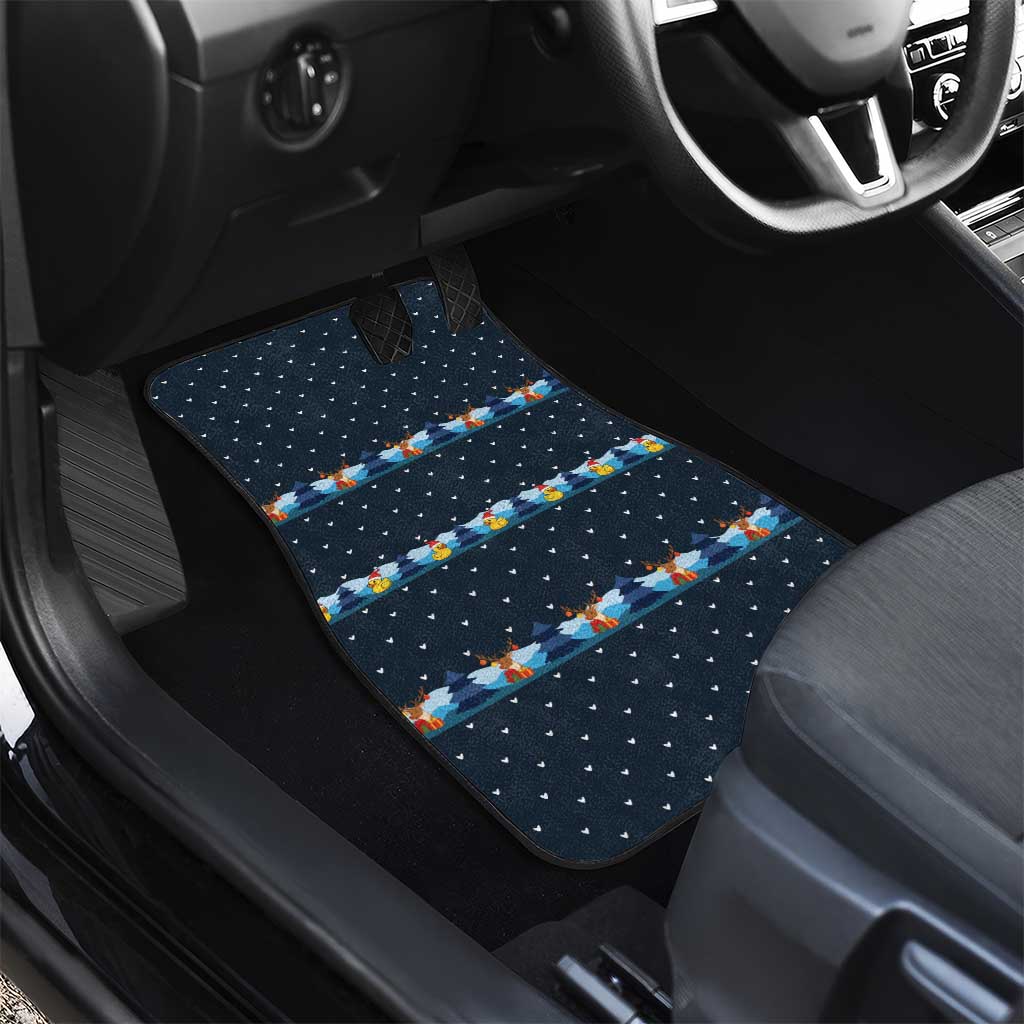 Funny Duck Characters Christmas Quacker Quote Car Mats with Navy Tree Pattern Design - Wonder Print Shop