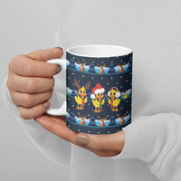 Funny Duck Characters Christmas Quacker Quote Ceramic Mug with Navy Tree Pattern Design - Wonder Print Shop