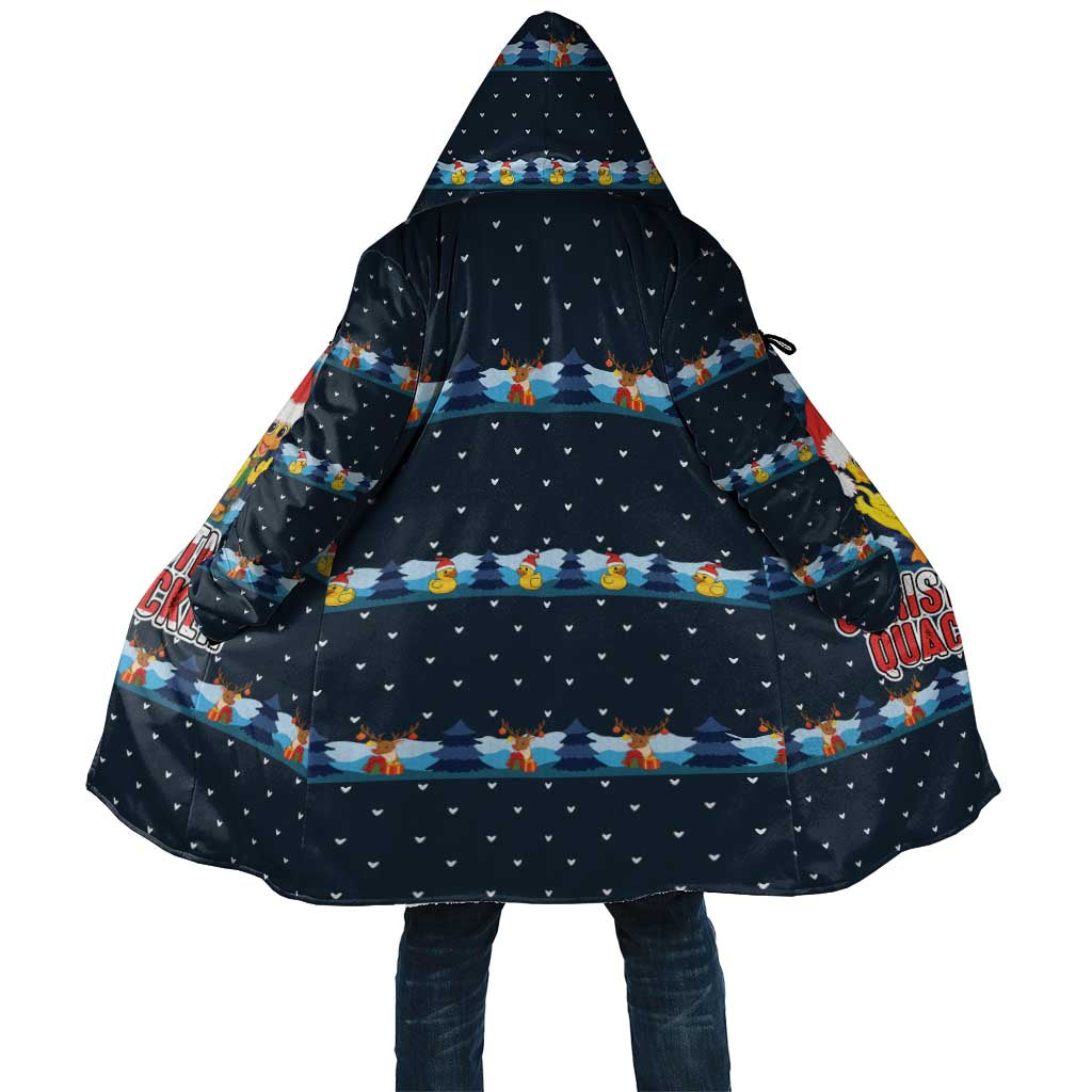 Funny Duck Characters Christmas Quacker Quote Cloak with Navy Tree Pattern Design - Wonder Print Shop