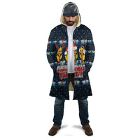 Funny Duck Characters Christmas Quacker Quote Cloak with Navy Tree Pattern Design - Wonder Print Shop
