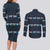 Funny Duck Characters Christmas Quacker Quote Couples Matching Long Sleeve Bodycon Dress and Long Sleeve Button Shirt with Navy Tree Pattern Design - Wonder Print Shop