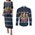 Funny Duck Characters Christmas Quacker Quote Couples Matching Puletasi and Long Sleeve Button Shirt with Navy Tree Pattern Design - Wonder Print Shop