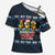 Funny Duck Characters Christmas Quacker Quote Cross Shoulder Shirt with Navy Tree Pattern Design - Wonder Print Shop