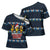 Funny Duck Characters Christmas Quacker Quote Cross Shoulder Shirt with Navy Tree Pattern Design - Wonder Print Shop