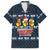 Funny Duck Characters Christmas Quacker Quote Family Matching Long Sleeve Bodycon Dress and Hawaiian Shirt with Navy Tree Pattern Design - Wonder Print Shop