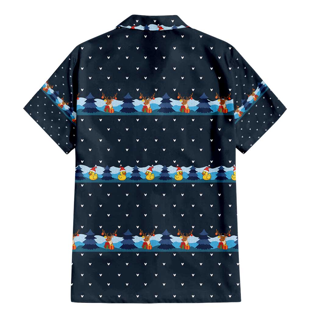Funny Duck Characters Christmas Quacker Quote Family Matching Mermaid Dress and Hawaiian Shirt with Navy Tree Pattern Design - Wonder Print Shop
